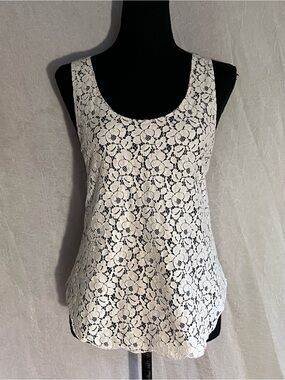 Talula off white & black Floral Lace tank